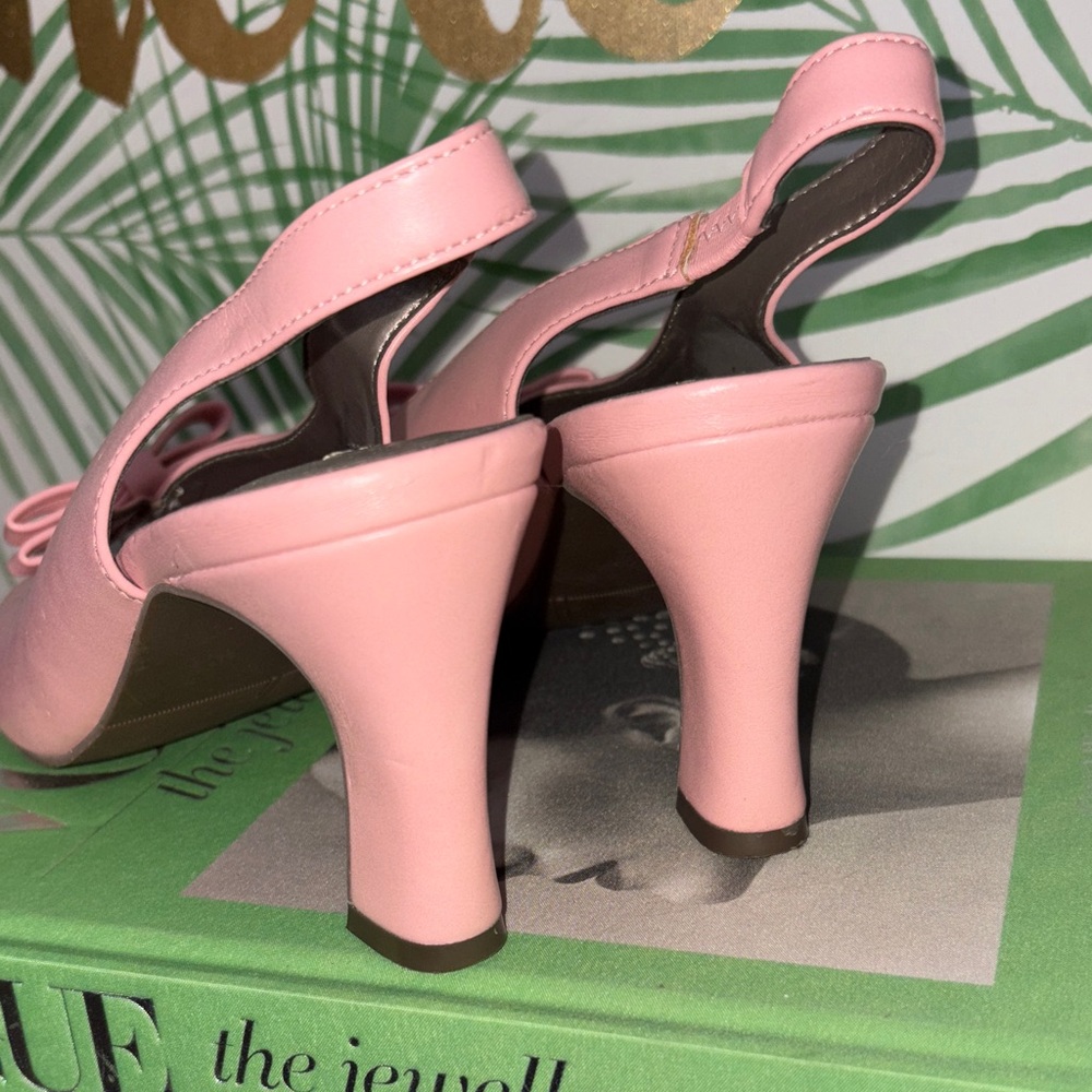 Nine West Pink Bow Slingback Heels - Picture 4 of 5